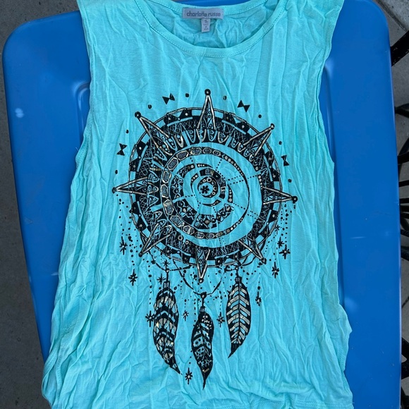 Charlotte Russe Turquoise Graphic Dream Catcher Tank Top size small - Picture 1 of 3